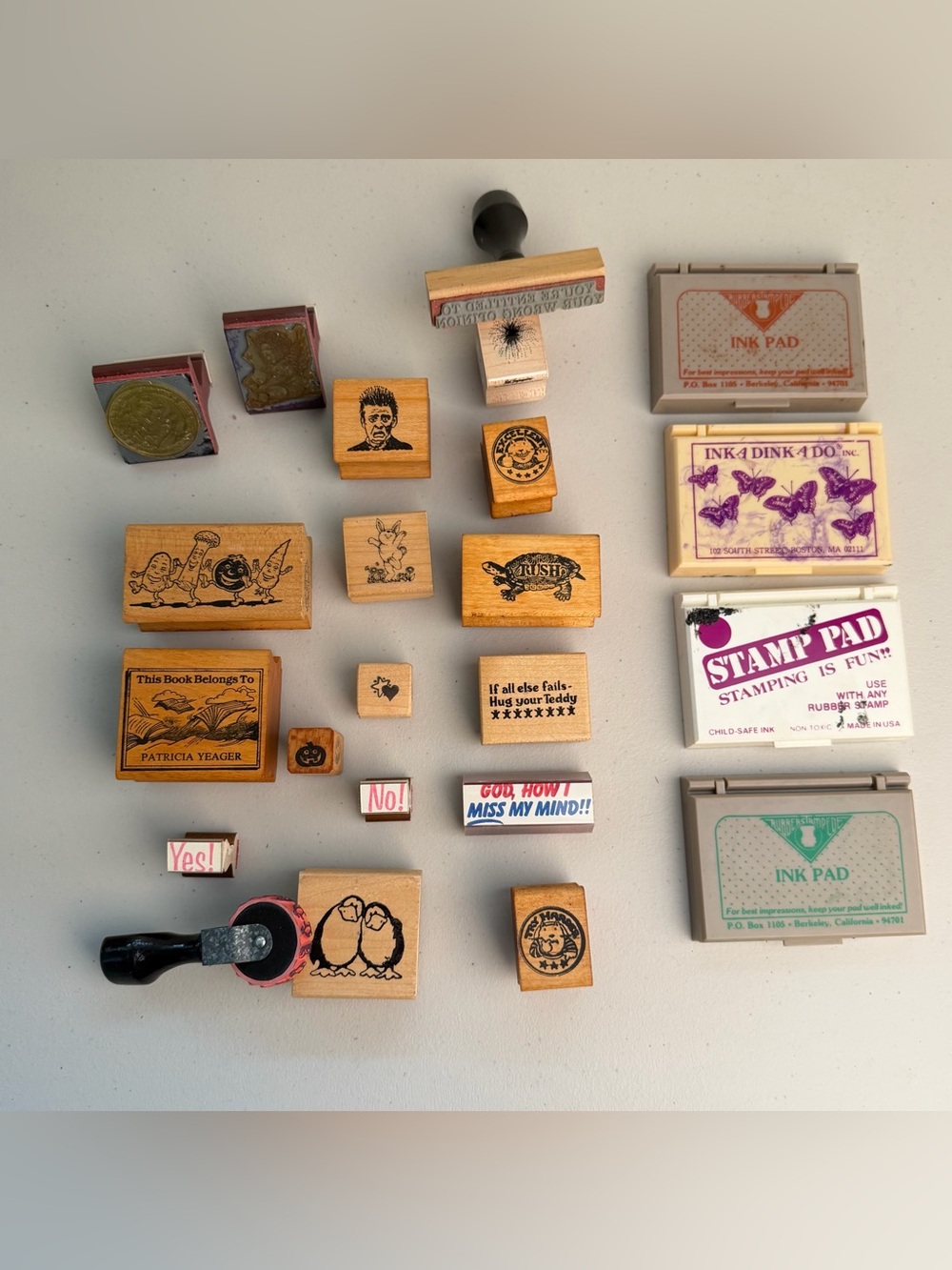 Wooden Rubber Stamp Set in Natural Wood - Unbranded Small Pets Craft Stamps
